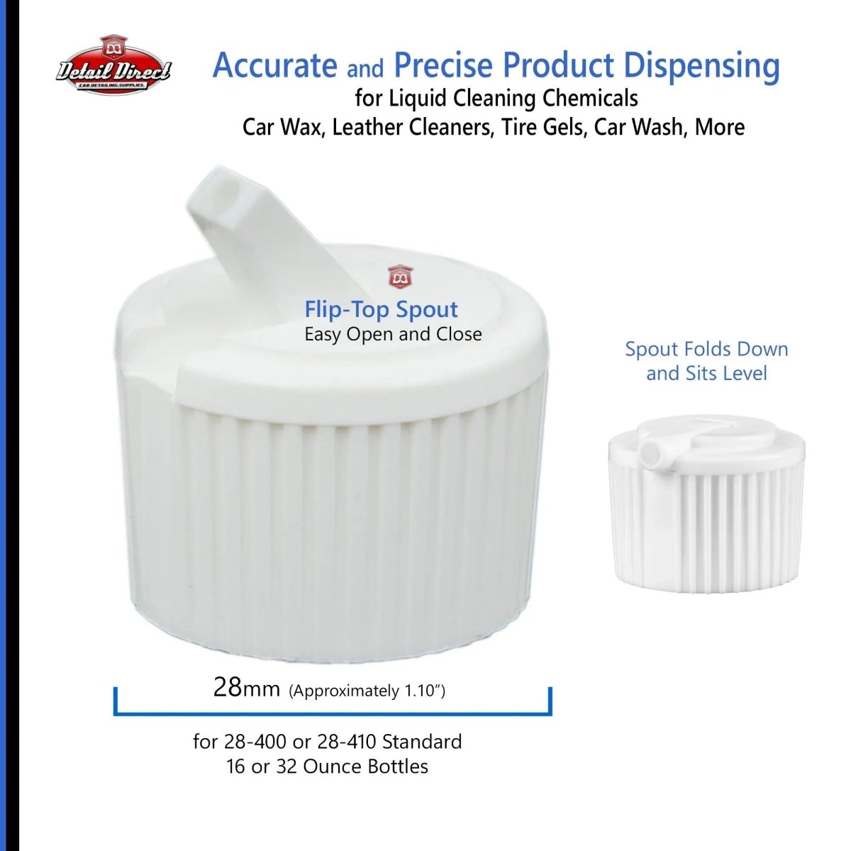 DETAIL DIRECT 28-410 Flip-Top Dispensing Cap White - Detail Direct