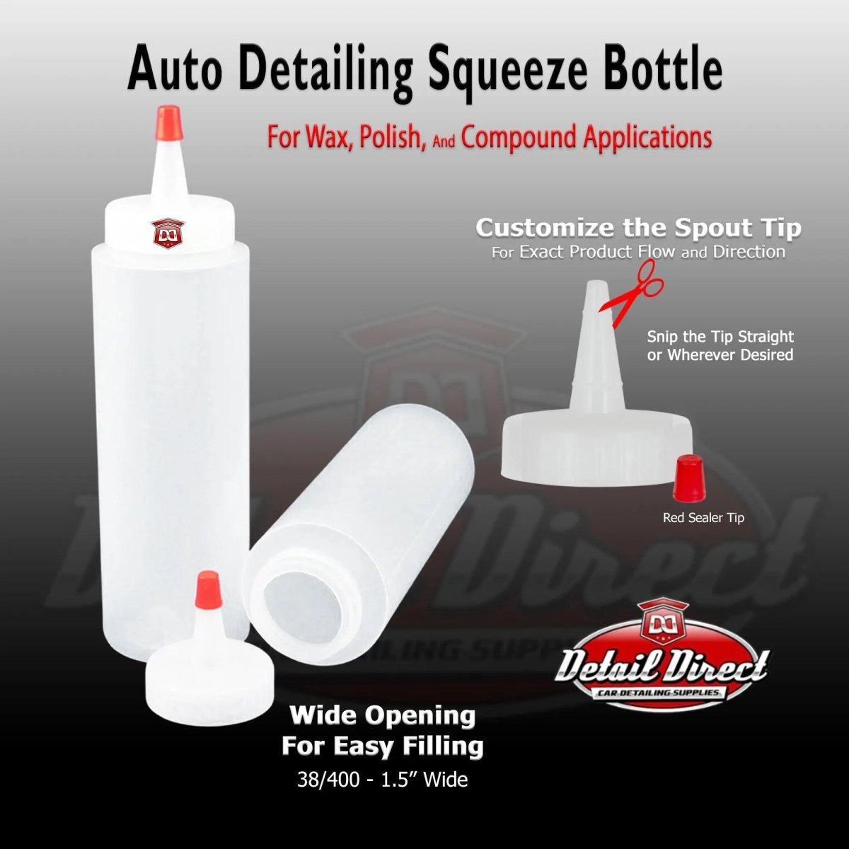 DETAIL DIRECT Applicator Bottle with Yorker Cap, 16 ounce - Detail Direct