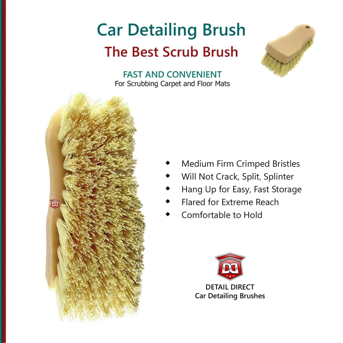 DETAIL DIRECT Carpet Cleaning Brush with Stiff Bristles - Detail Direct