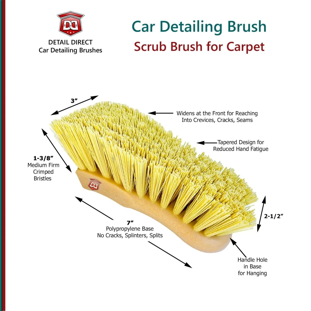 DETAIL DIRECT Carpet Cleaning Brush with Stiff Bristles - Detail Direct