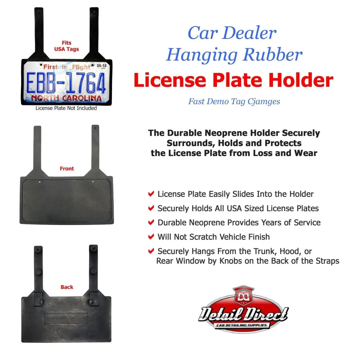 DETAIL DIRECT License Plate Rubber Holder - Detail Direct