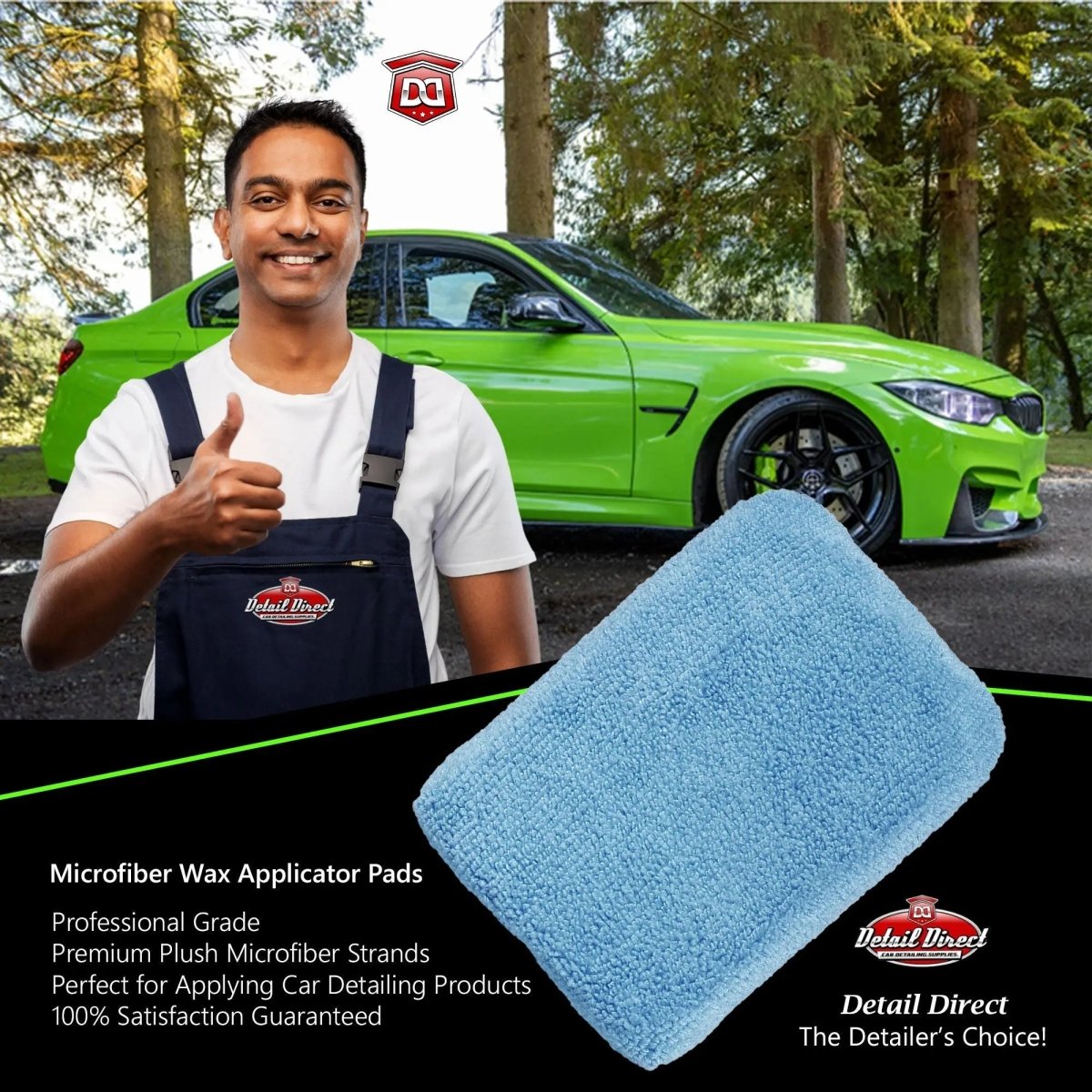 DETAIL DIRECT Microfiber Wax Applicator Pad 3 x 5 x 1 - Detail Direct