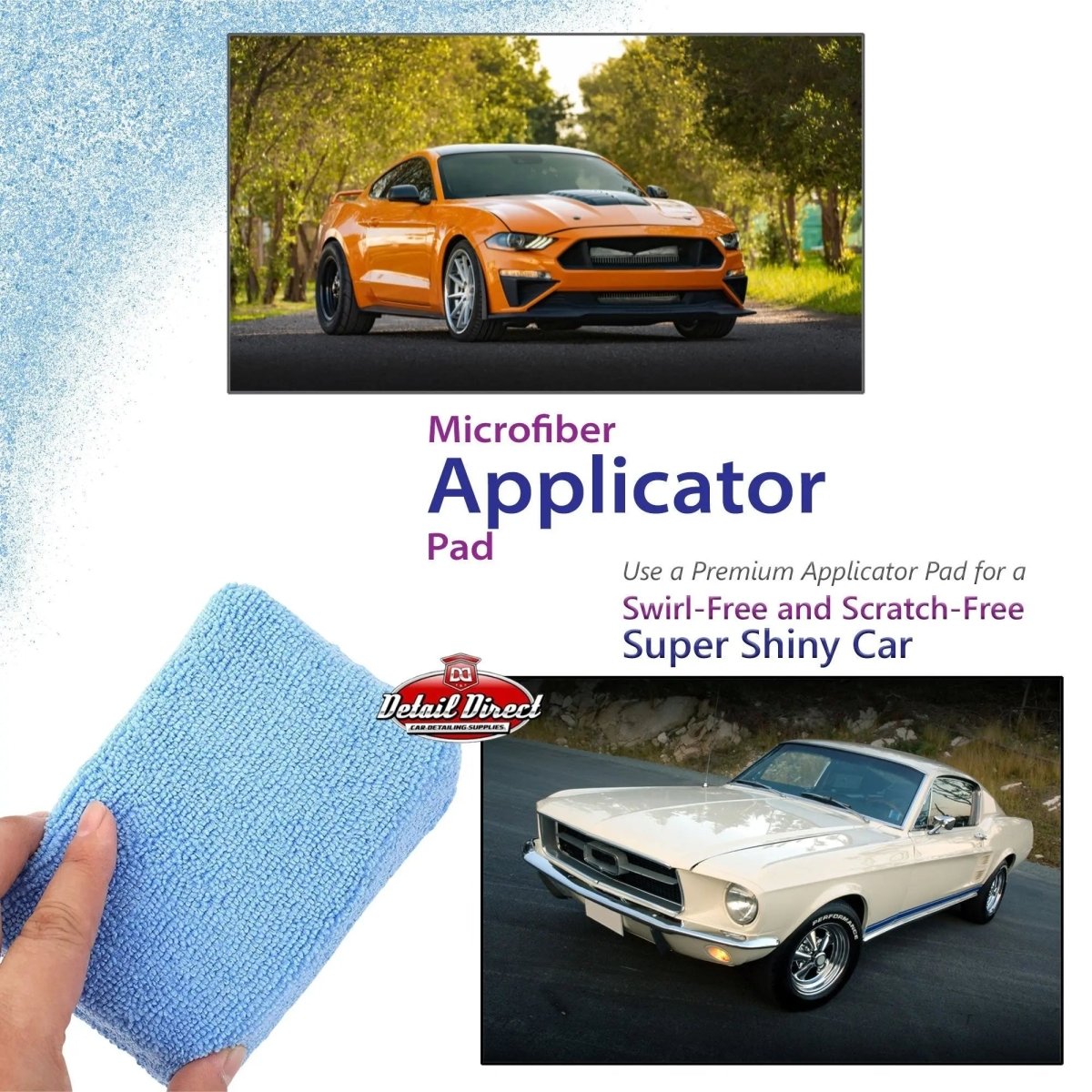 DETAIL DIRECT Microfiber Wax Applicator Pad 3 x 5 x 1 - Detail Direct
