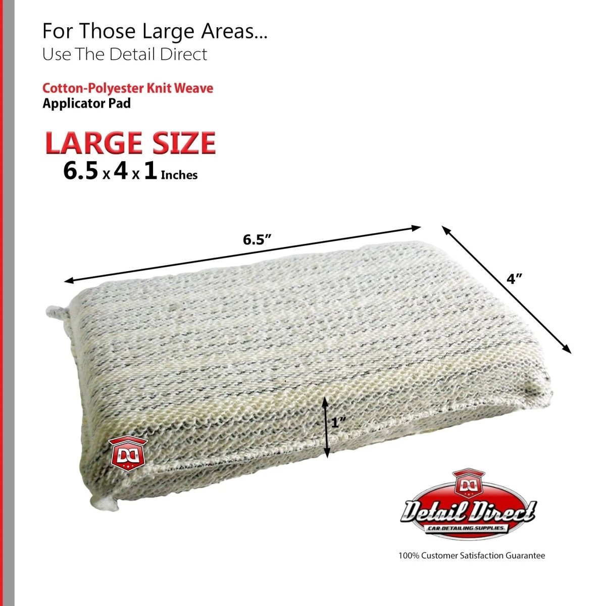 DETAIL DIRECT Striped Cotton Knit Weave Wax Applicator Pad Large 4 x 6.5 - Detail Direct