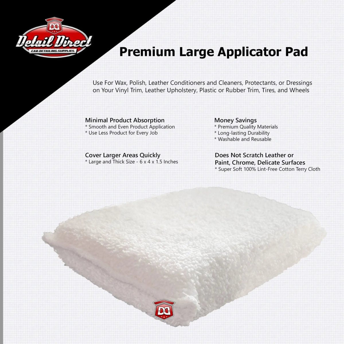 Detail Direct Terry Cloth Wax Applicator Pad 4 x 6 - Detail Direct