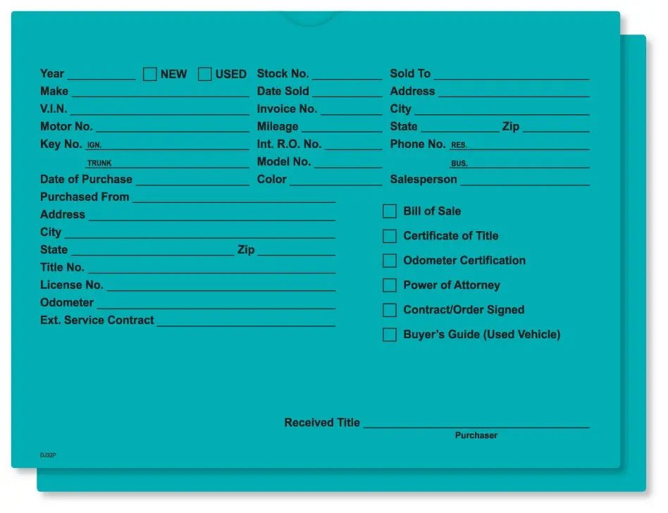 DETAIL DIRECT Vehicle Deal Jackets (100 Pack) - Detail Direct