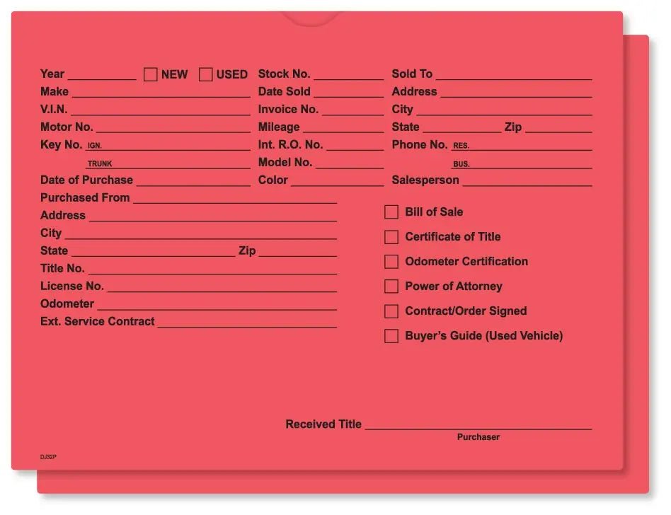 DETAIL DIRECT Vehicle Deal Jackets (100 Pack) - Detail Direct