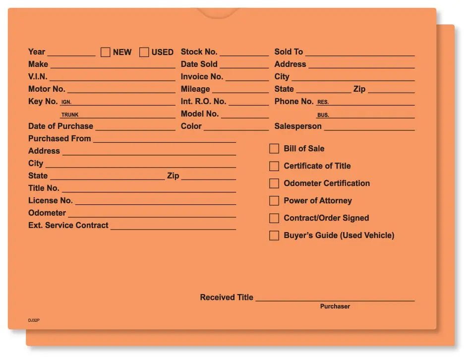 DETAIL DIRECT Vehicle Deal Jackets (100 Pack) - Detail Direct