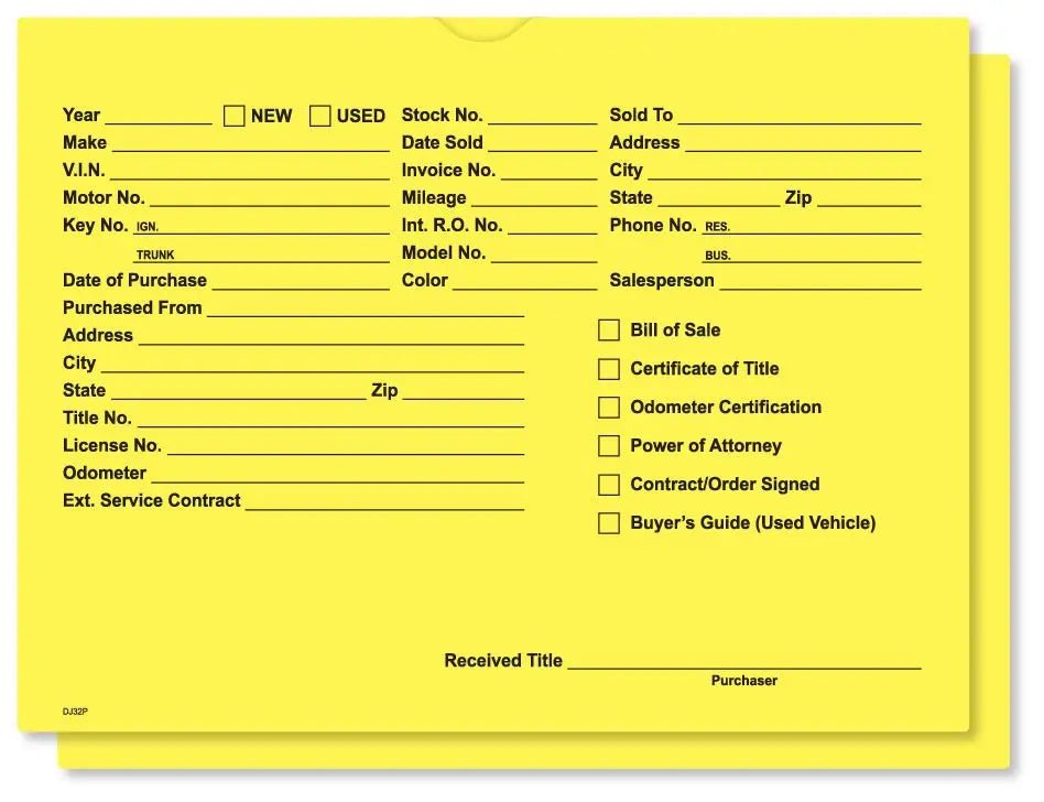 DETAIL DIRECT Vehicle Deal Jackets (100 Pack) - Detail Direct