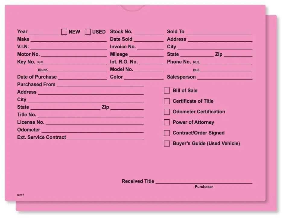 DETAIL DIRECT Vehicle Deal Jackets (100 Pack) - Detail Direct