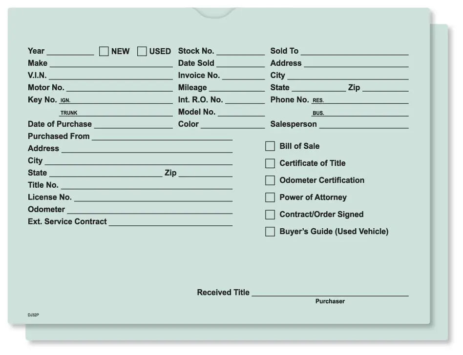 DETAIL DIRECT Vehicle Deal Jackets (100 Pack) - Detail Direct