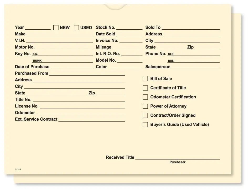 DETAIL DIRECT Vehicle Deal Jackets (100 Pack) - Detail Direct