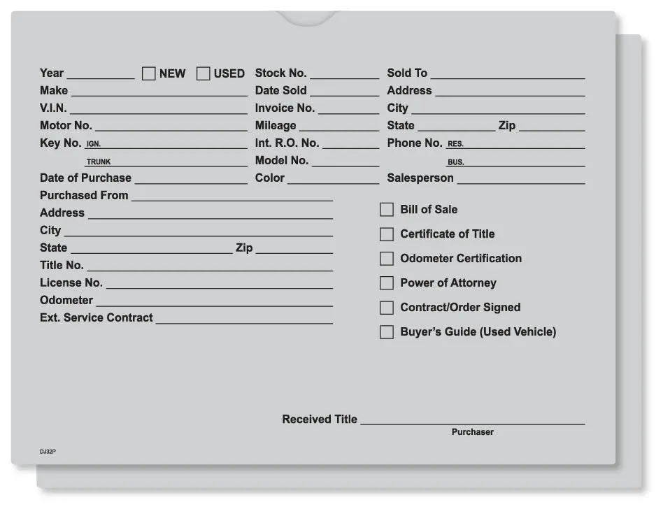 DETAIL DIRECT Vehicle Deal Jackets (100 Pack) - Detail Direct