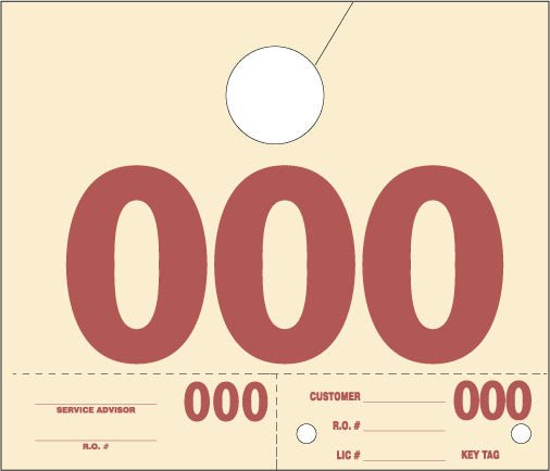 Manila Service Dispatch Numbered Hang Tags (Package of 1000) - Detail Direct