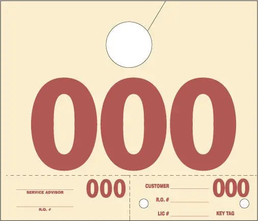 Manila Service Dispatch Numbered Hang Tags (Package of 1000) - Detail Direct