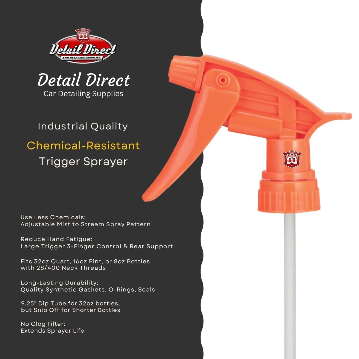 Trigger Sprayer Chemical Resistant Orange - Detail Direct