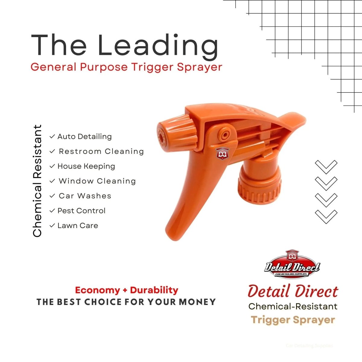 Trigger Sprayer Chemical Resistant Orange - Detail Direct