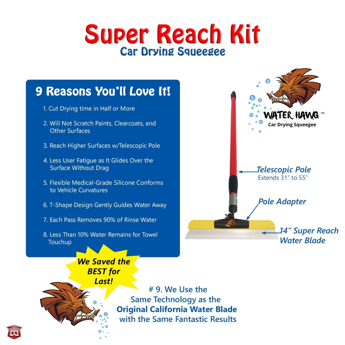Water Hawg™ Car Drying Squeegee 14-Inch Water Blade Kit - Detail Direct