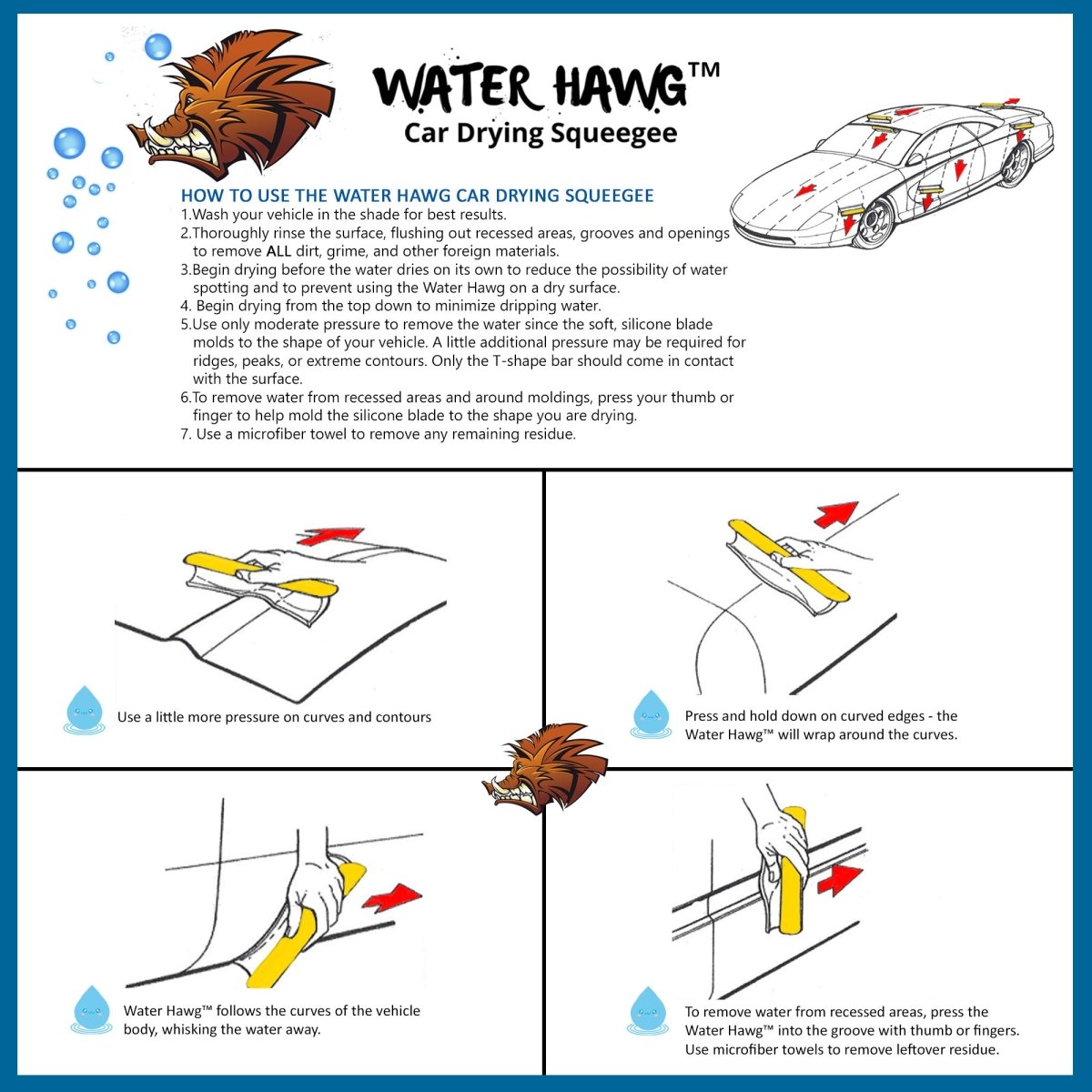 Water Hawg™ Car Drying Squeegee 14-Inch Water Blade Kit - Detail Direct