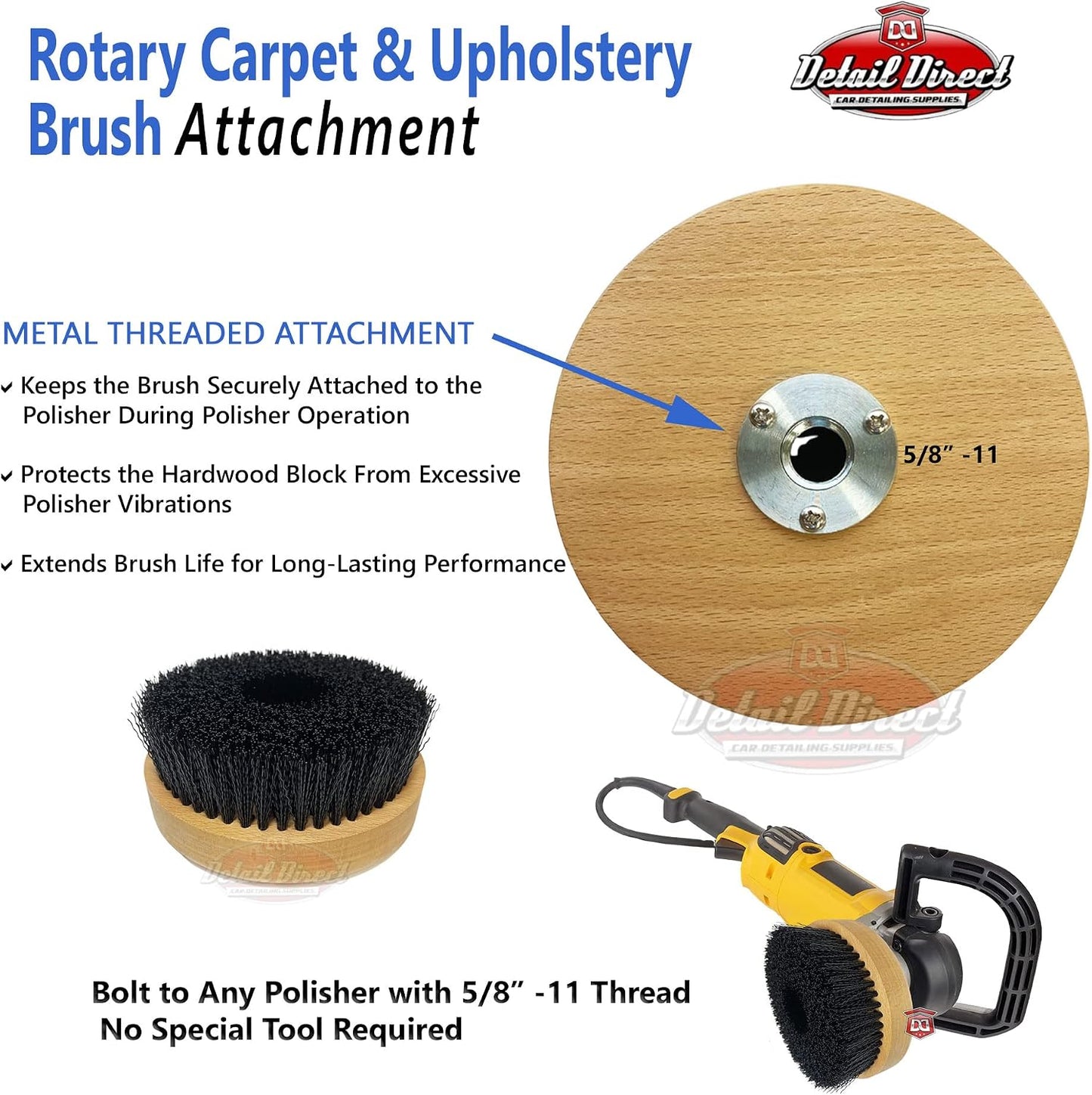 DETAIL DIRECT Carpet Shampoo Scrub Brush for High Speed Polishers