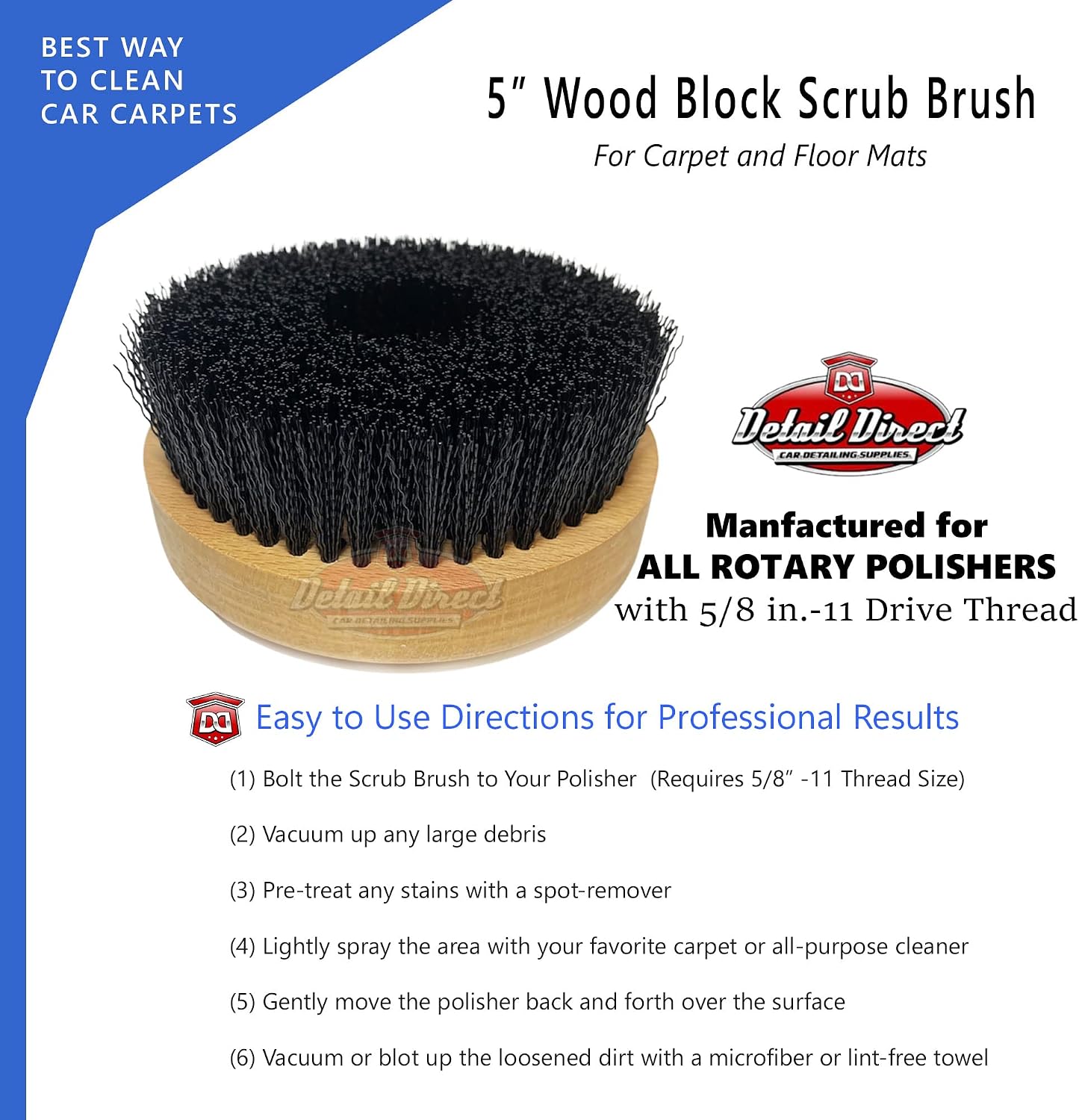 DETAIL DIRECT Carpet Shampoo Scrub Brush for High Speed Polishers