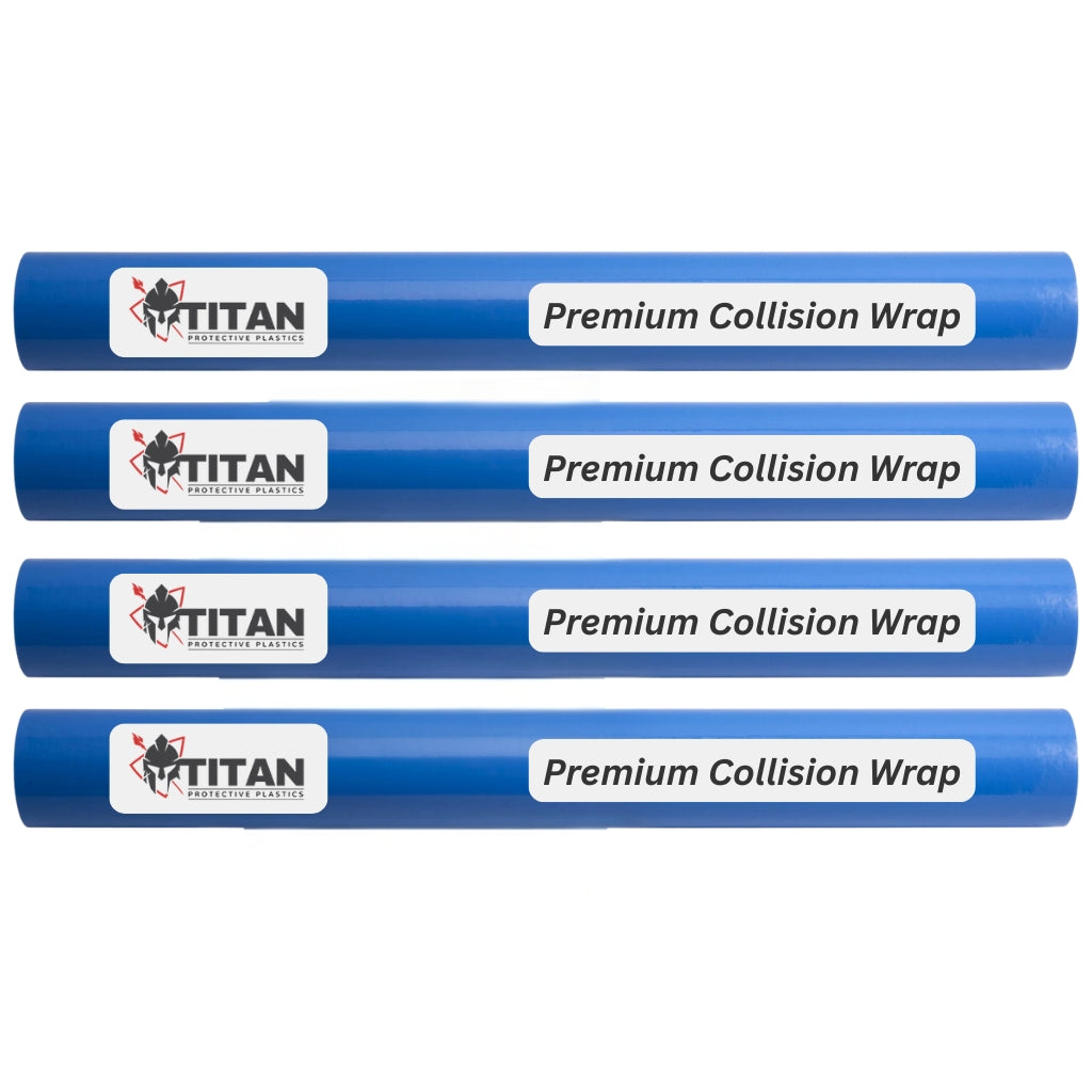 TITAN Blue Collision Wrap for Wrecked Cars, Protective Crash Film, Value Pack (4 Rolls)