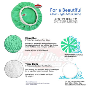 DETAIL DIRECT 6 Inch Microfiber Orbital Bonnet (Choose Color) - Detail Direct