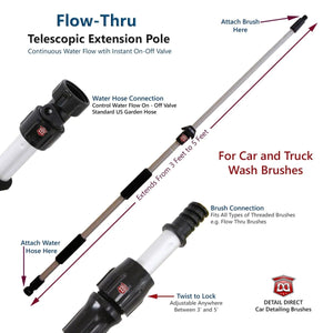 DETAIL DIRECT Car Wash Extension Pole Flow-Thru Handle 36-60 Inches - Detail Direct