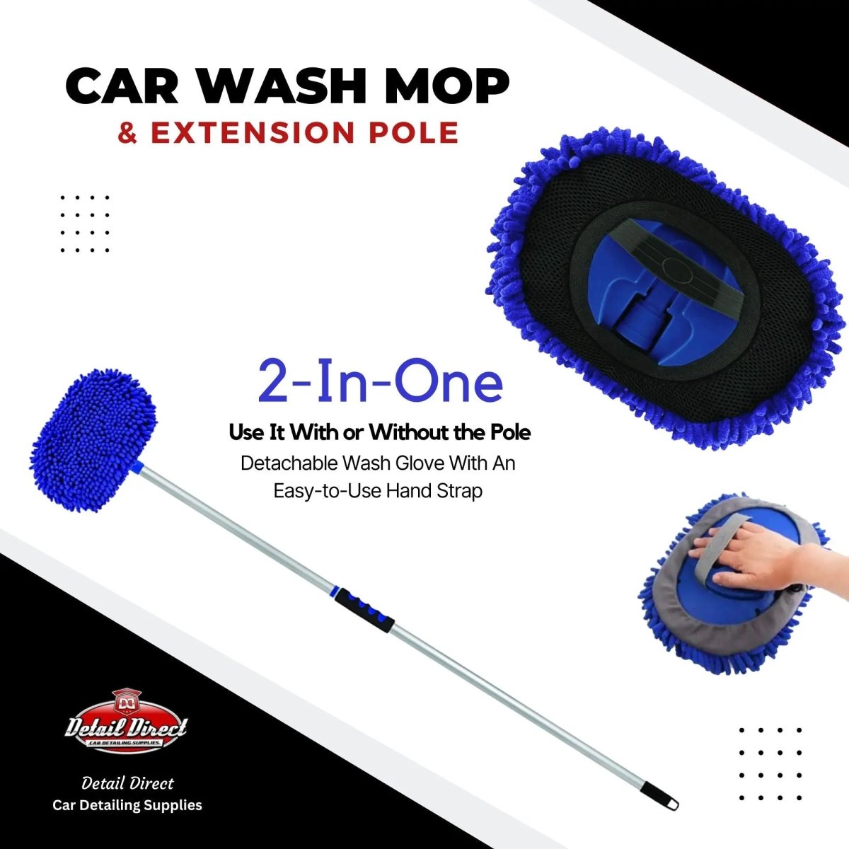DETAIL DIRECT Car Wash Mop with Extendable Pole - Detail Direct