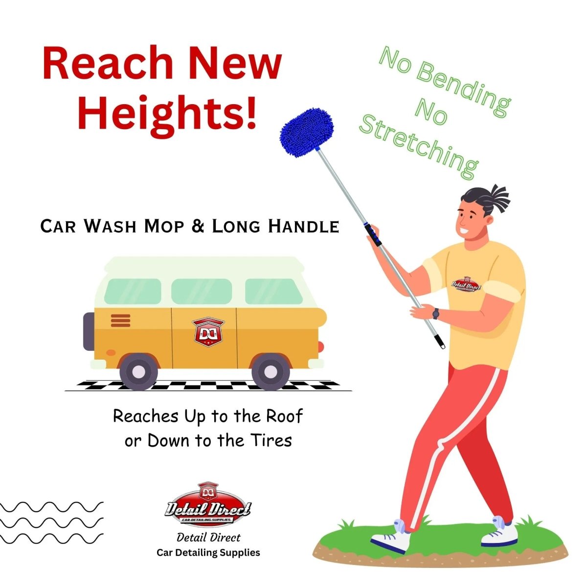 DETAIL DIRECT Car Wash Mop with Extendable Pole - Detail Direct