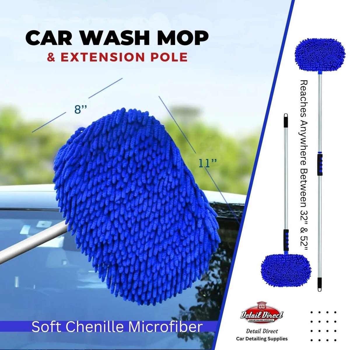 DETAIL DIRECT Car Wash Mop with Extendable Pole - Detail Direct
