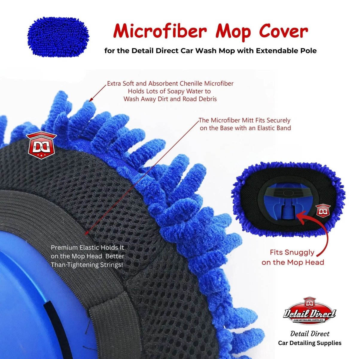 DETAIL DIRECT Car Wash Mop with Extendable Pole - Detail Direct