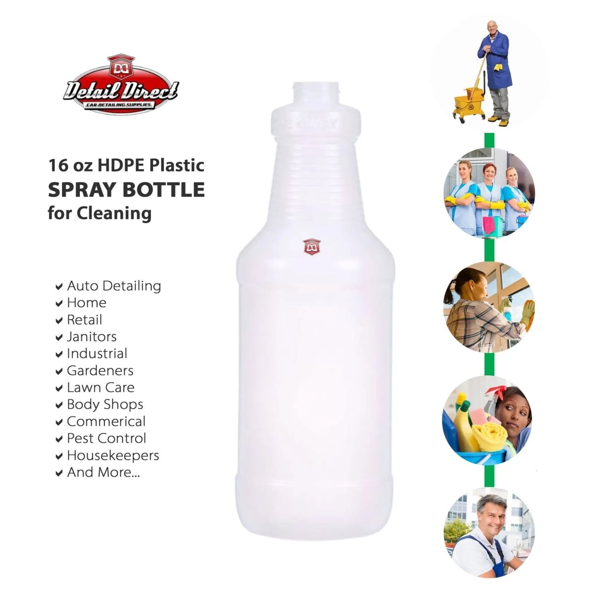 DETAIL DIRECT Carafe Bottle Natural HDPE 16oz - Detail Direct
