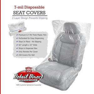 DETAIL DIRECT Disposable Car Seat Covers .7 mil (250 Pack) - Detail Direct