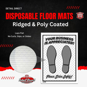 DETAIL DIRECT Disposable Paper Floor Mats Ridged and Poly-Coated (500 Pack) - Detail Direct