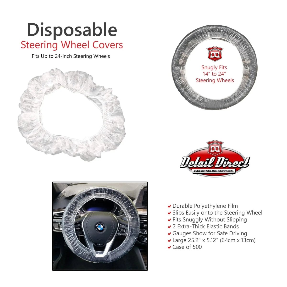 DETAIL DIRECT Disposable Steering Wheel Covers (500) - Detail Direct