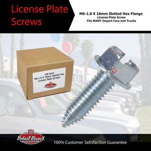 DETAIL DIRECT License Plate Screws Metric Hex Head 6mm x 16mm (100 Pack) - Detail Direct