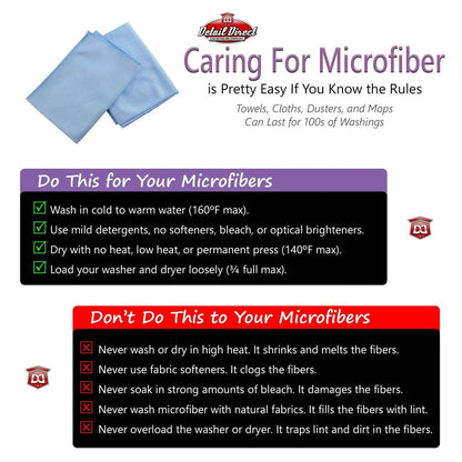 DETAIL DIRECT Microfiber Glass Cleaning Towels 16 in x 16 in (12 Pack) - Detail Direct