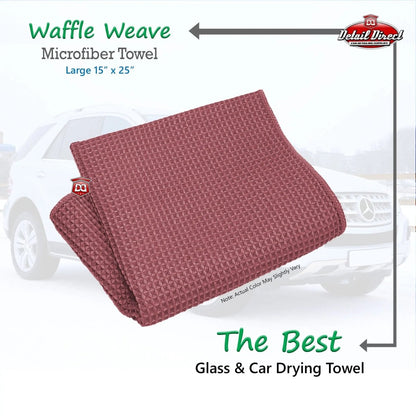 DETAIL DIRECT Microfiber Towel Waffle Weave 15 x 25 Burgundy - Detail Direct