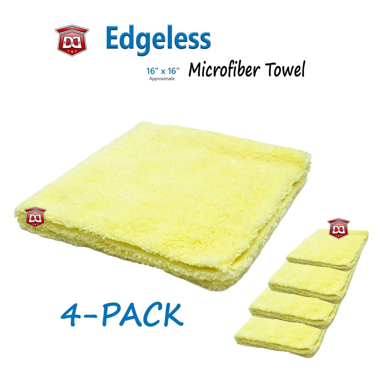 DETAIL DIRECT Microfiber Towels Edgeless 16 x 16 Yellow (4 Pack) - Detail Direct