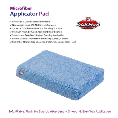 DETAIL DIRECT Microfiber Wax Applicator Pad 3 x 5 x 1 - Detail Direct