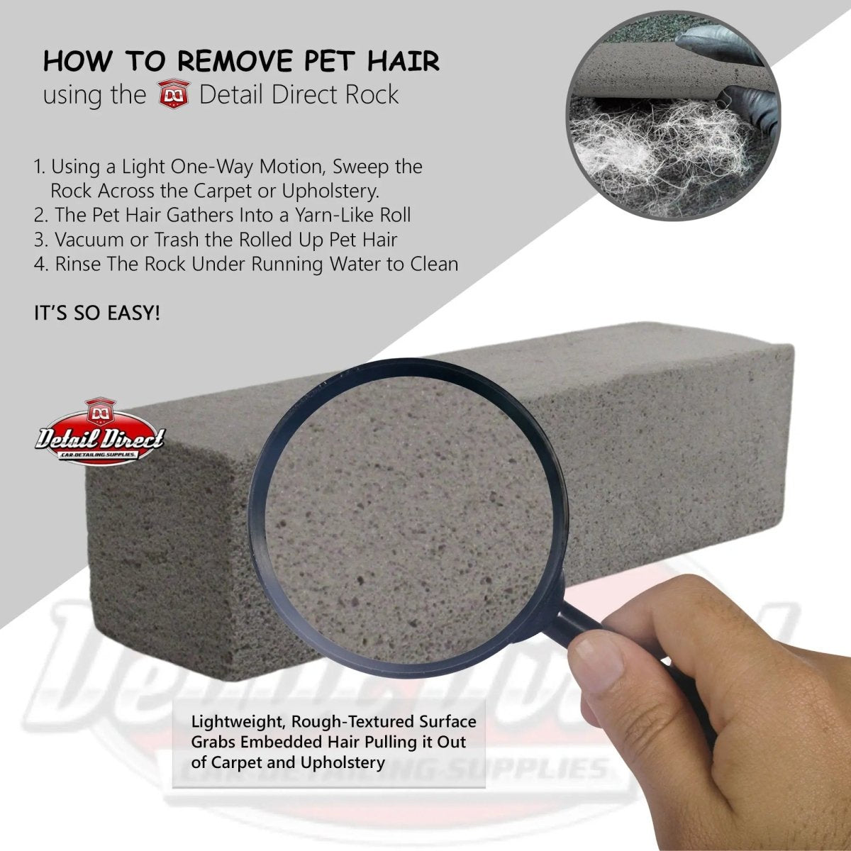 DETAIL DIRECT Pet Hair Remover Rock - Detail Direct