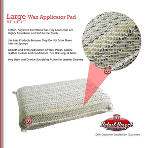 DETAIL DIRECT Striped Cotton Knit Weave Wax Applicator Pad Large 4 x 6.5 - Detail Direct