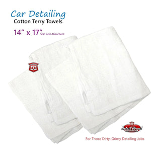 DETAIL DIRECT Terry Cloth Towels for Car Detailing 14 x 17 White (12 Pack) - Detail Direct