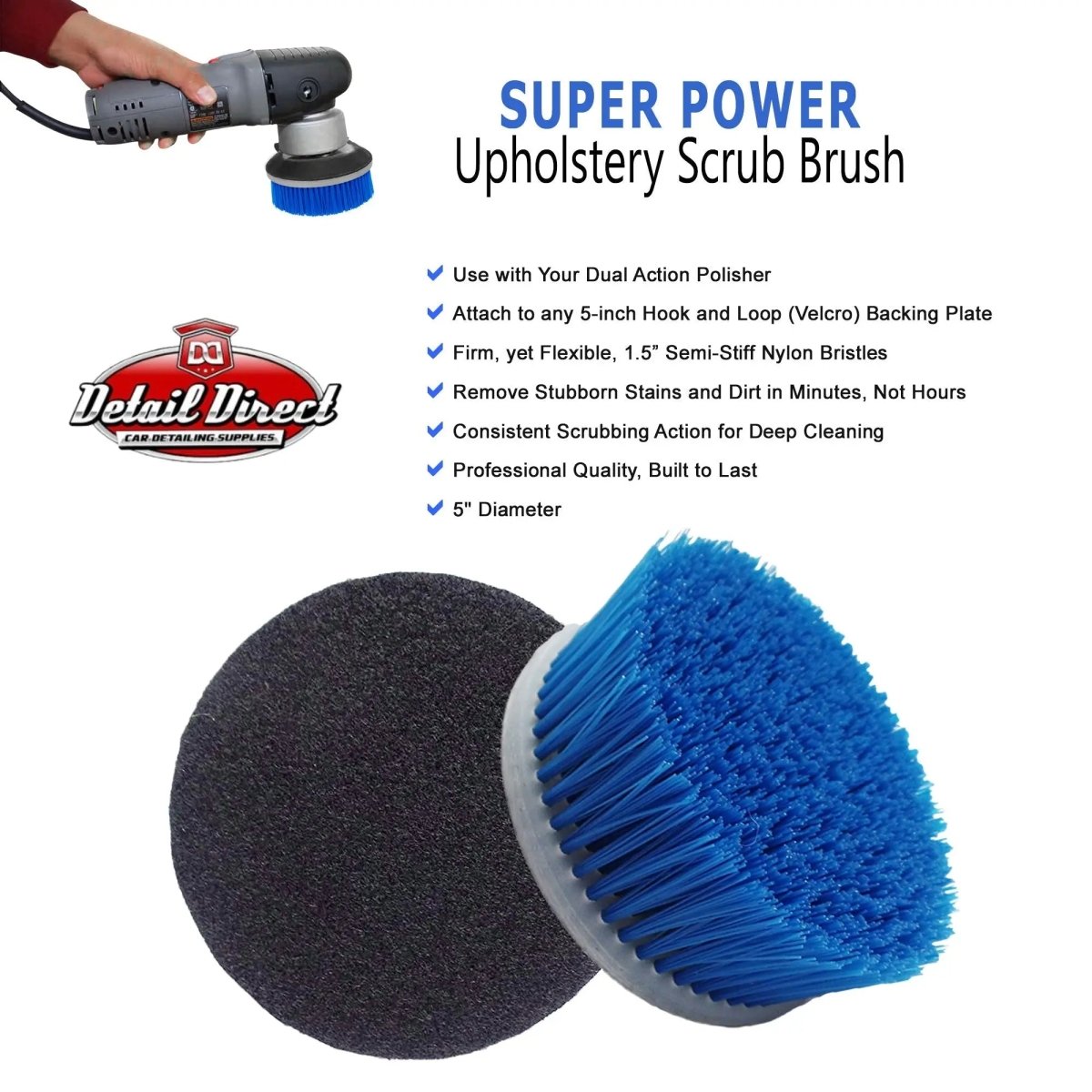 DETAIL DIRECT Upholstery Cleaning Brush for Dual Action Polisher - Detail Direct