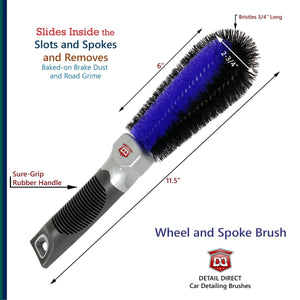 DETAIL DIRECT Wheel and Spoke Brush with Soft Grip Handle - Detail Direct