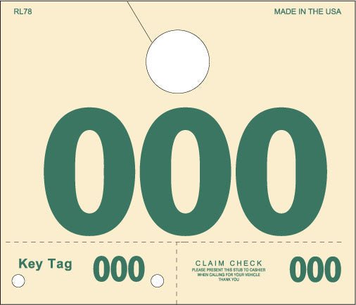 Manila Service Dispatch Numbered Hang Tags (Package of 1000) - Detail Direct