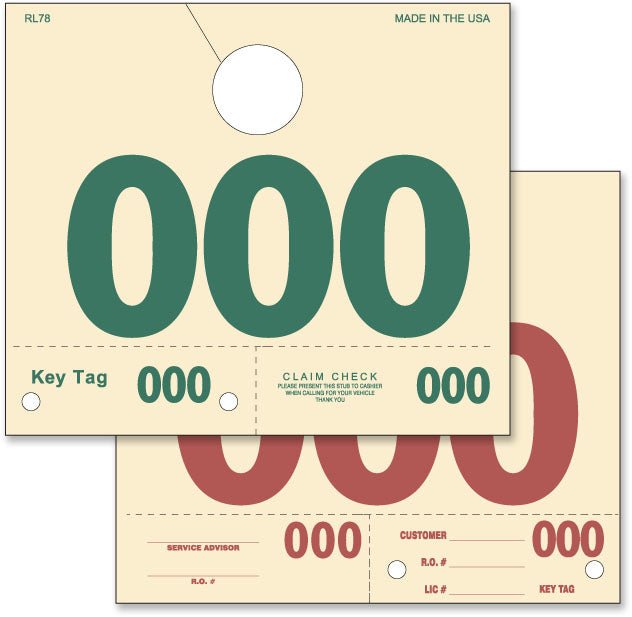Manila Service Dispatch Numbered Hang Tags (Package of 1000) - Detail Direct