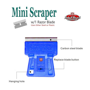 Mini Razor Blade Scrapers with a Steel Blade (100 Bucket) - Detail Direct