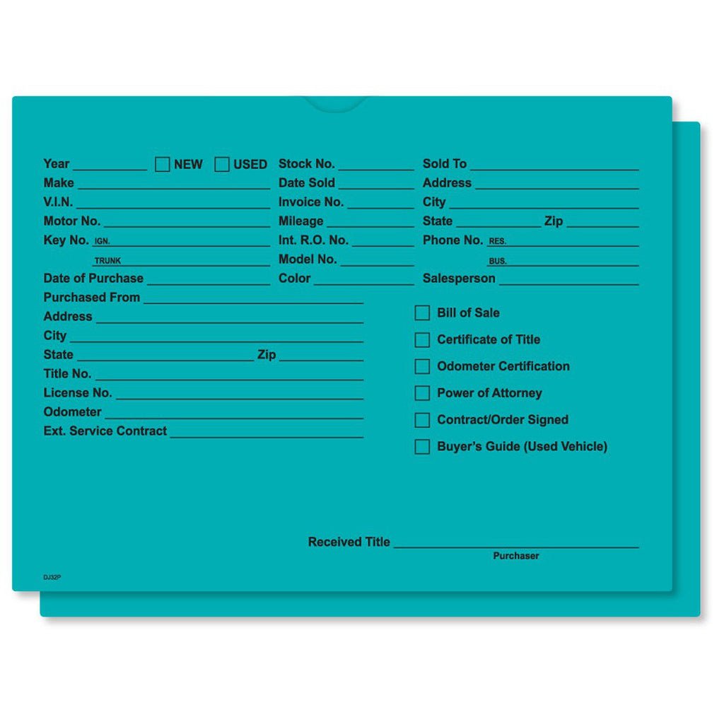 Printed Vehicle Deal Jackets - 32 lb. (Package of 500) - Detail Direct